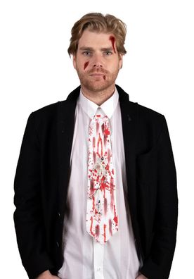 PxP 6290514 - Blutige Krawatte Halloween Krawatte mit Blutspritzern und Skelett