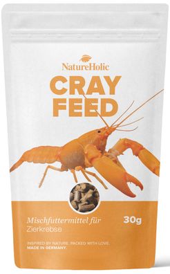 NatureHolic Krebsfeed 30g - Futter für Süßwasserkrebse Cambarellus, Procambarus & Co