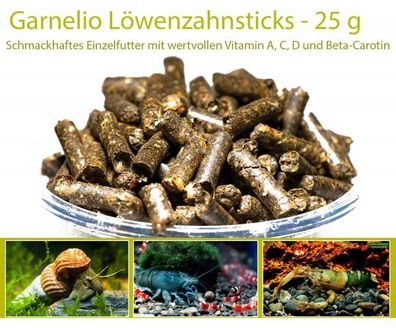 Garnelio - Löwenzahn Sticks - 25 g - Vitaminbombe für Wirbellose