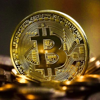 Vergoldete Bitcoin-Münzen Sammlerstück, Kunstsammlung