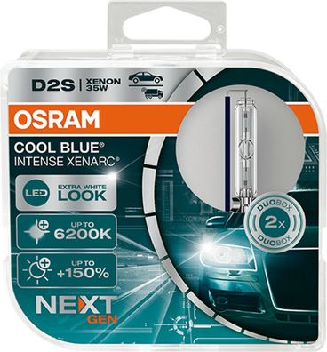 D2S Osram NextGen. Xenon Brenner Intense Xenarc Cool Blue 6200K, Birnen Duo Box