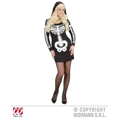 Skelett Girl mit Kapuze Kostüm