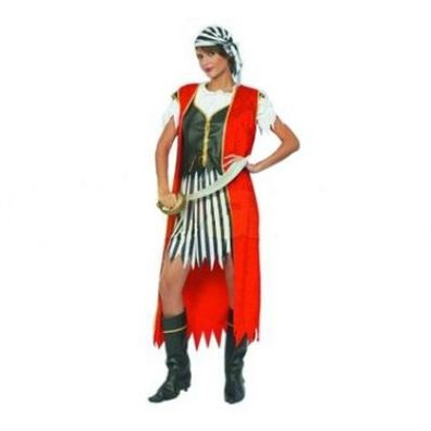 Piratin Deluxe mit roten Mantel Kostüm