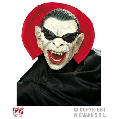 Vampir Macho Umhang mit Latexmaske und Kragen Kostüm