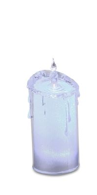 Deko-Kerze 7x18cm aus Acryl mit weißem LED-Licht silbern/ weiße Folie Timerfunktion