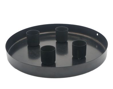 Magnet Stabkerzen Tablett schwarz - 20 cm - Metall Advents Kranz Kerzen Ständer