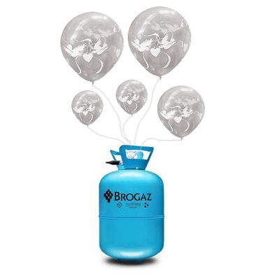 20 Taubenballons & Ballongas Helium Heliumfüllung