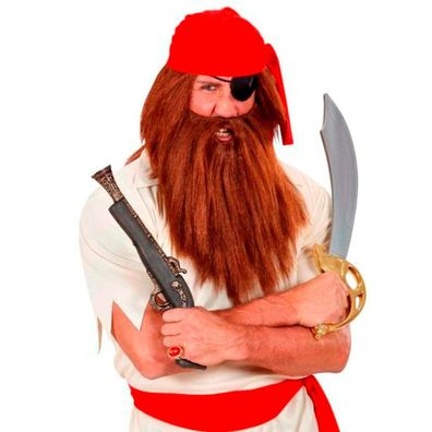 Pirat Perücke mit Bart braun