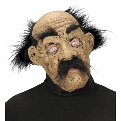 Alter Mann mit Bart schwarz Latexmaske
