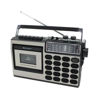 Soundmaster RR18SW tragbares Retro-Kassetten-Radio mit Mikrofon, USB, SD, MP3-Aufn...