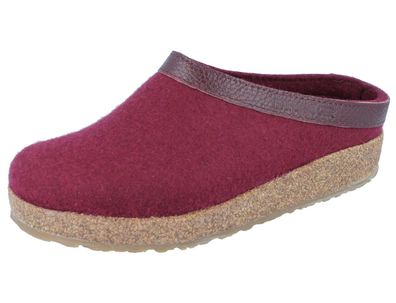 Haflinger Grizzly Torben Damen Hausschuhe Filzschuhe Hüttenschuhe rot Wollfilz