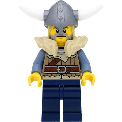 LEGO Wikinger Minifigur männlicher Krieger mit Pelzkragen und Schwert (Vikings)