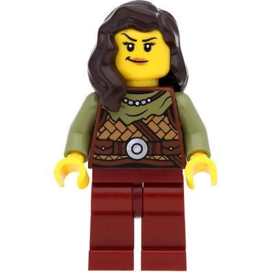 LEGO Wikinger Minifigur weiblicher Krieger mit braunen Haaren und Axt (Vikings)