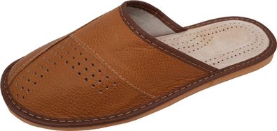 Hausschuhe Latschen Bequeme G.42 - Echt Leder COGNAC (12)