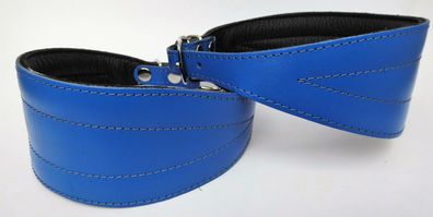Windhund - Galgo Podenco Halsband, Halsumfang 33-41cm/57mm, LEDER, BLAU (594)