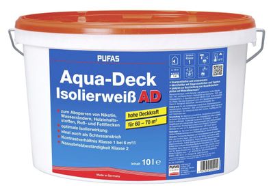 Pufas Aqua-Deck Isolierweiß AD 10 Liter weiß