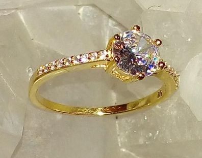 Ring mit Zirkonia 14 Karat-Vergoldet (925 Silber) Neuware