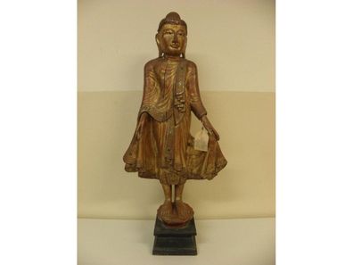 Standing Buddha IN Fürstenschmuck Antique from Thailand 20 Century Gold Plated