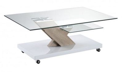 Arne 29 Tavolino da Salotto Bianco Sonoma Rovere Vetro Nuovo Conf. Orig.