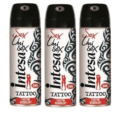 Intesa Unisex Tattoo Parfum Deodorant Spray 3 x 125 ml