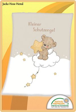 Baby Kuscheldecke Decke Microflauschdecke Kleiner Schutzengel Bär Gr. 75x100cm NEU