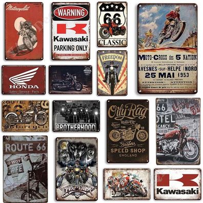 Vintage Motorräder, Blechschild Retro-Motor, Garagendekor, Blechschilder