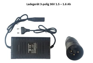 36V 1.5A 3-Polig Akku Ladegerät Netzteil Adapter Blei-Säure E-Scooter Elektroroller