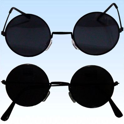2 x 70er Jahre Hippie Brille Schwarz Sonnenbrille Flower Power Lennon Vintage