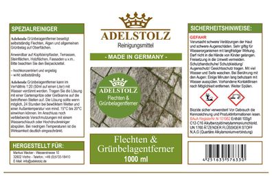 Flechten Algen und Grünbelagentferner 1 Liter Adelstolz Holz und Steinreiniger