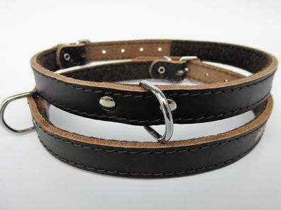 Halsband - Hundehalsband, Halsumfang 15,5-19,5cm/10mm, LEDER + Braun