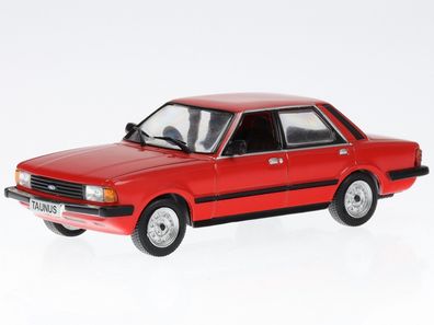 Ford Taunus MK3 1980 4-Tuerer rot Modellauto in Vitrine Hachette 1:43