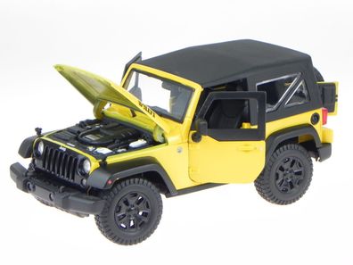 Jeep Wrangler 2014 Softtop gelb Modellauto 31676 Maisto 1:18