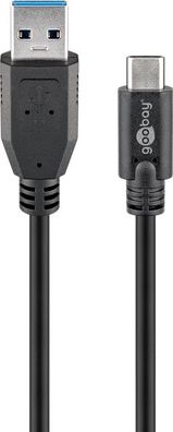 USB-C™ auf USB A 3.0 Kabel, schwarz 1 m - Stecker (Typ A) > USB-C™-Stecker