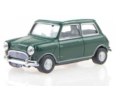 Mini Cooper Classic gruen - weiss Modellauto in Vitrine Cararama 1:43