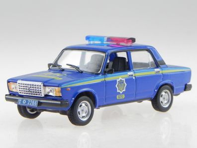Vaz 2107 = Lada 2107 Police blue-yellow Modellauto in Vitrine 1:43