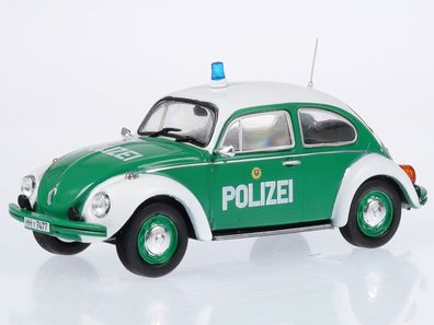 VW Käfer 1303 Polizei Hamburg Modellauto in Vitrine 7598001 Atlas 1:43