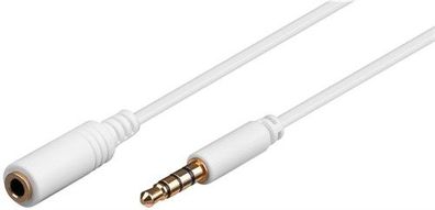 Kopfhörer- und Audio Verlängerungskabel 4-pol. 3,5 mm slim, 0.5 m, Weiß