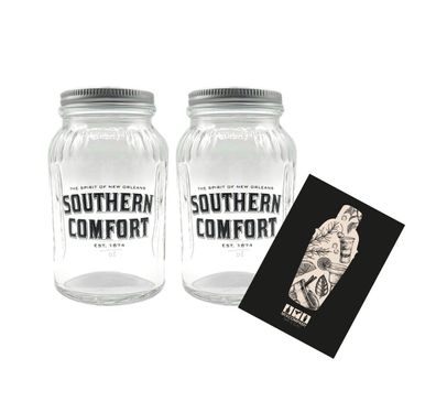 Southern Comfort 2er Set Lynchburg 2x Glas Gläser MIT DECKEL Bar Cocktail / Mar
