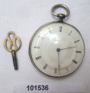schöne silberne Herren Taschenuhr mit Schlüsselaufzug um 1900