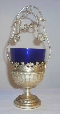 hübsche Schale Pokal Jugendstil mit Glaseinsatz um 1910