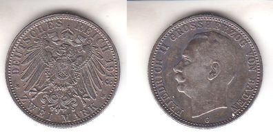 2 Mark Silbermünze Baden Großherzog Friedrich II 1913 Jäger 32 (112042)
