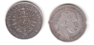 2 Mark Silbermünze Preussen Kaiser Wilhelm I. 1880 A Jäger 96 (111650)