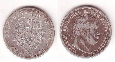 2 Mark Silbermünze Preussen Wilhelm I. 1876 C