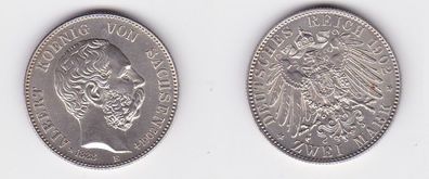 2 Mark Silbermünze Sachsen König Albert auf den Tod 1902 Jäger 128 Stgl (131196)