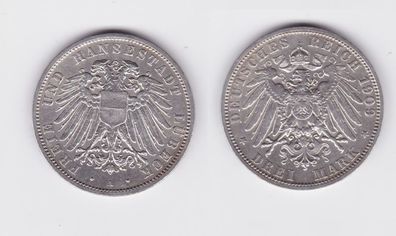 3 Mark Silbermünze Freie und Hansestadt Lübeck 1909 Jäger 82 vz (135373)