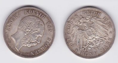 5 Mark Silbermünze Albert König von Sachsen 1902 E Auf den Tod (150846)