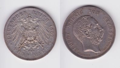 5 Mark Silbermünze Albert König von Sachsen 1902 E Auf den Tod vz (148937)