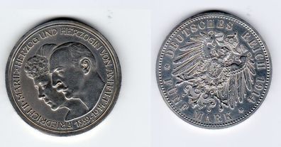 5 Mark Silbermünze Anhalt Silberhochzeit 1914 Jäger 25 (129733)