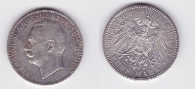 5 Mark Silbermünze Baden Großherzog Friedrich II 1913 Jäger 40 vz+ (144479)