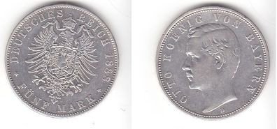 5 Mark Silbermünze Bayern König Otto 1888 Jäger 44 (111137)